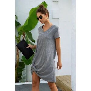 V Neck Short Sleeve T-Shirt Dresses